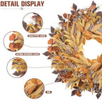 Agusbagli 28" Fall Wreath for Front Door with Eucalyptus & Cimicifuga - Image 2
