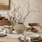 Briful Rustic Ceramic Vase 6'' Decorative Farmhouse Table Vase, Brown - Image 2