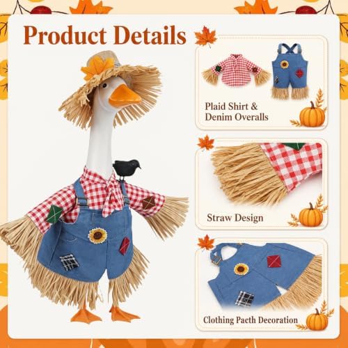 Fall Porch Goose Outfit Scarecrow Costume, Thanksgiving Porch & Yard Decor - Image 2