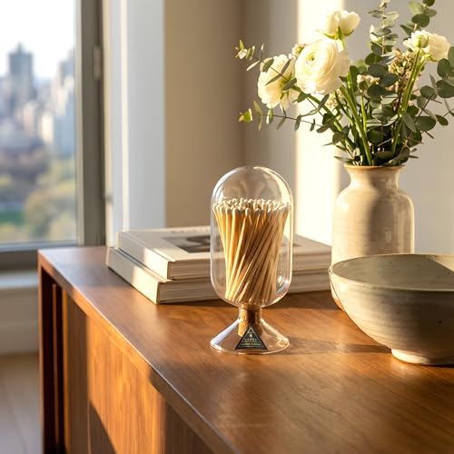 Skeem Glass Match Cloche with Striker - Smoke - Includes 120 Small Match Sticks - Perfect Fireplace Decor, Decorative Matches for Candles - Image 3