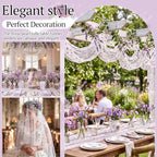 Lounsweer 3 Pcs Purple Flower Table Runner 10ft Embroidery Tulle Lace - Image 5
