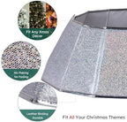 HarcoHome Dazzling Christmas Tree Collar, 26" D Foldable Crystal Christmas Tree Skirt, Handmade Xmas Tree Stand Base Cover for Christmas Tree Decoration (White, Diamond) - Image 3