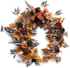 Ling's Moment Flower Garland - 6FT Eucalyptus & Rose - Sweetheart Table Decor for Wedding Reception, Artificial Floral Garland for Mantle, Thanksgiving, Christmas Decoration, Black & Burnt Orange - Image 6