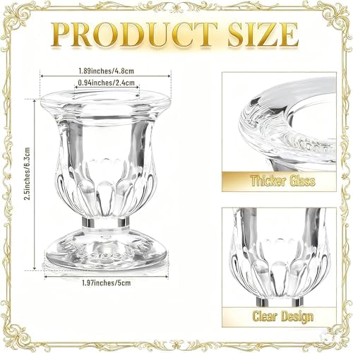 48 Pcs Clear Glass Taper Candle Holders Bulk, 2.5 in Taper Candle Holder - Image 2