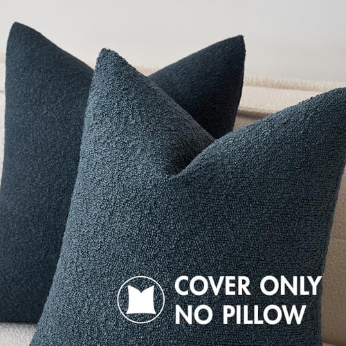 MIULEE 18x18 Decorative Boucle Couch Pillow Covers Navy Blue - Image 2