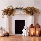 Hoteam 5 ft Halloween Garland with Skulls, Gothic Golden Fireplace Swag - Image 6