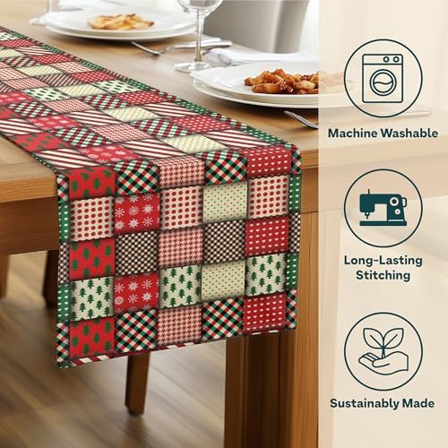 Winter Table Runners | Christmas Quilt Design | Seasonal Table Decorations | Home Kitchen Decor | Made in The USA | Stain Resistant | 14" x 90" Long - Image 2