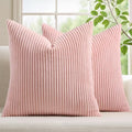 Mecatny Corduroy Decorative Throw Pillow Covers 26x26 Set of 2 Pink by Mecatny