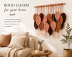 Macrame Wall Hanging Large, Boho Wall Decor, Leaf Macrame Wall Art, Woven Cotton Tapestry for Bedroom Living Room (Brown Tones) 39" x 31" - Image 4