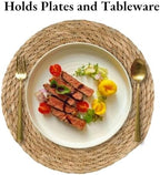 15 inch Round Woven Placemats Set of 4, Boho Rattan Natural Hand-Woven Water Hyacinth Placemats, Chargers for Dinner Plates, Farmhouse Weave Place Mats, Rustic Wicker Table Mats Decor for Home,Wedding - Image 3