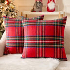 MIULEE Christmas Plaid Decorative Euro Pillow Covers Set of 2 24x24inch Red by MIULEE