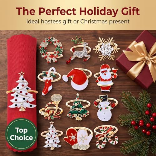 Christmas Napkin Rings Set of 12 Xmas Napkin Ring - Image 7