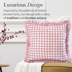 CPC Magenta Pink Hand Block Print 100% Cotton Ruffle Throw Pillow Cover 20x20 inch with Hidden Zipper Decorative for Couch, Bed, Sofa, Farmhouse, Cottagecore Decor Gift Christmas Fall Thanksgiving - Image 4