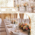 Mumufy 12-piece Clear Glass Candle Holders with Flameless Taper Candles - Image 6