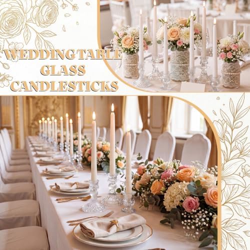 Mumufy 12-piece Clear Glass Candle Holders with Flameless Taper Candles - Image 6