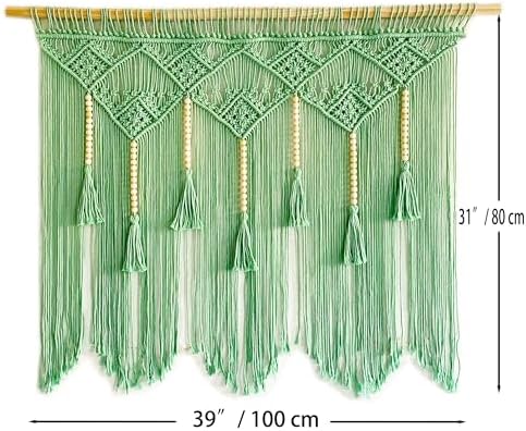 Youngeast Large Macrame Wall Hanging Macrame Headboard for Bedroom Window Curtains Boho Wall Decor Art tapestry Tassel Woven Wall Backdrop 31”X39” (Wood Dowels Not Included) - Image 6