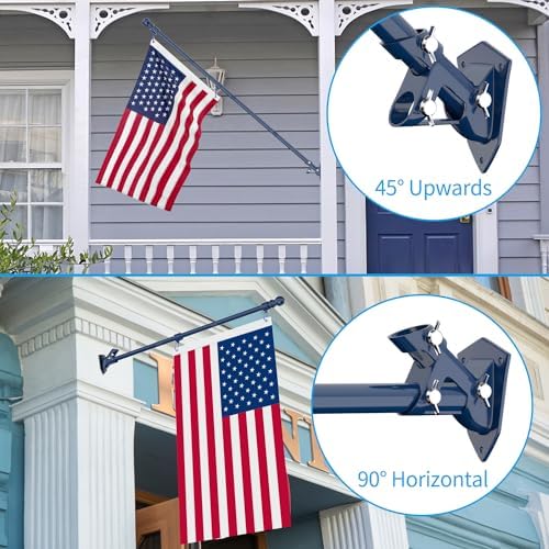 ZMTECH Flag Pole - Upgraded Bracket, 6 FT Stainless Steel Flag Poles for Outside House, Residential or Commerical, Tangle Free Flag Pole Kit for American Flag (without Flag, Blue) - Image 2