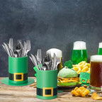 Remerry 6 Set 5 Inch St. Patrick's Day Hat Vase Table Centerpiece Green High Top Hat Buckle Round Flower Box with Paper Removable Foam Green Vase for Irish Wedding Holder Kitchen Home Party Decoration - Image 6