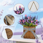 Spring Lavender Basket Wreath for Front Door 15" Purple Hanger Basket Artificial Grains Green Leaves with Purple Daisy Summer Wreaths Baskets for Indoor Farmhouse Porch Entryway Wall Home Decor - Image 3