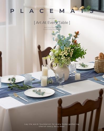 Leetaltree Deep Navy Woven Placemats Set of 12 - Heat Resistant Non-Slip Place mats for Dining Table, Washable Durable PVC Vinyl Woven Table Mats(Deep Navy, 12) - Image 2