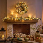 Valery Madelyn 9ft Fall Garland for Mantle with Pumpkins - Image 3