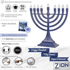 Zion Judaica Electric Hanukkah Menorah LED USB Powered Menorah Electronic Hanukkiah Battery Minorah Flamless Chanukah Candles (Blue, 2) - Image 3