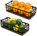 MyGift Set of 2 Black Metal Wire Baskets with Burnt Wood Base Handles - Image 6