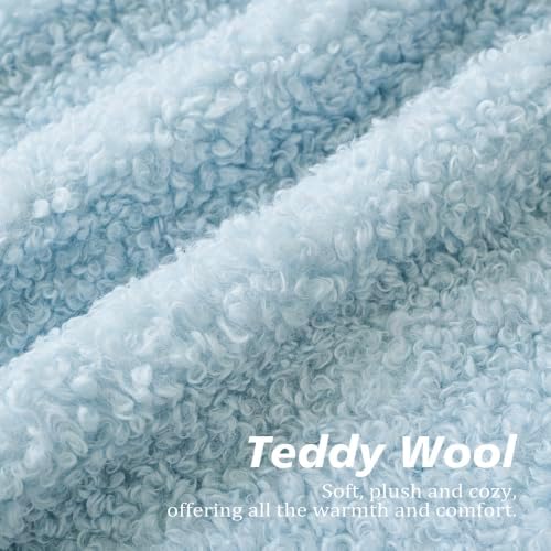 Foindtower Decorative Fuzzy Faux Fur Throw Pillow Covers 20x20 Sky Blue - Image 2