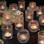 30 Pcs Assorted Clear Votive Candle Holders, Wedding Centerpieces Table Decorations, Glass Tea Lights Candle Holder for Party Decorations, Vintage Boho Candle Holders Bulk for Wedding Receptions by DEVI