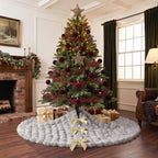 JOVIPOP Large Christmas Tree Skirt, 60 Inch Gray Faux Fur Decor - Image 3