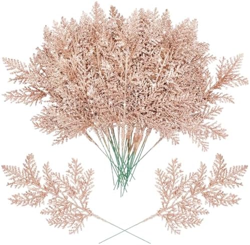 Cindeer 100 Pcs Christmas Tree Picks Sprays Glitter 10.2 in,Rose Gold by Cindeer