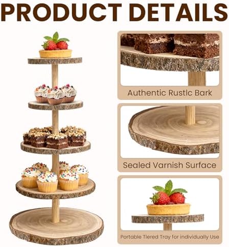 5 Tier Wooden Cupcake Stand Large Tiered Cake Display Tower - Image 3