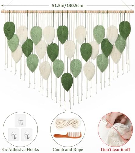 Large Macrame Wall Hanging Boho Leaves Macrame Tapestry Chic Wall Decor - Image 2