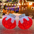 Lighted Christmas Balls Outdoor Decorations, 2pcs Pop-Up Red Christmas Décor Balls Prelit 160 Lights with 8 Flashing Effects, Collapsible Light Up Hanging Lanterns Plug-in for Home Yard Party-Red by Meetjoyancy