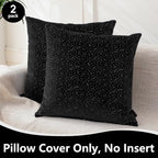FIFU 22x22 Inch Throw Pillow Covers Set of 2, Jacquard Velvet, Black - Image 2