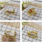 Bakayoyo Elegant Vintage Gold Herb Napkin Rings Set of 12 - Glossy Leaf Napkin Holders, Metal Table Adornment for Christmas, Thanksgiving, Weddings & Holiday Parties - Image 3