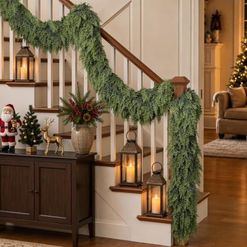 Alupssuc 18FT Christmas Garland, Encrypting Real Touch Cedar Garland by Alupssuc