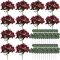 12 Bundles Burgundy Peonies Artificial Flowers for Centerpieces by Nagobi