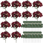 12 Bundles Burgundy Peonies Artificial Flowers for Centerpieces by Nagobi