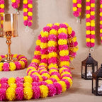 Giegxin 15 Pack 5ft Marigold Garland for Decor, Rose Red, Yellow - Image 4