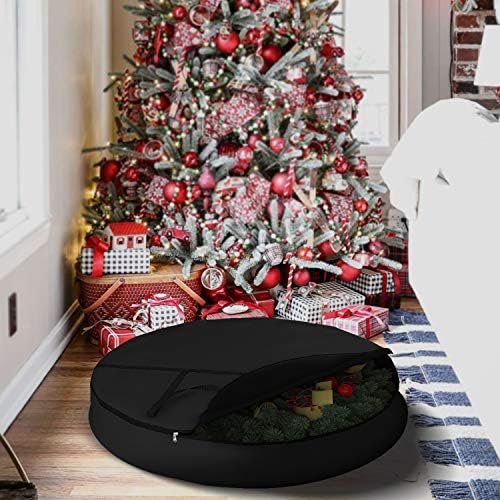 Covers & All Christmas Wreath Storage Bag 18 Oz with Carrying Handle & Dual Zipper - 100% Water Resistant Durable Material Storage Bag - Holiday Xmas Tear Resistant Bag (40" Dia x 7" H, Black) - Image 6