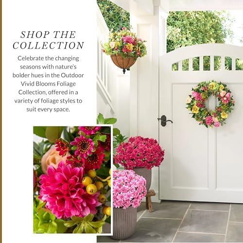Balsam Hill Outdoor Vivid Blooms Spring & Summer Wreath - 22" Premium UV-Protected Floral Door Wreath for Front Door, Patio, & Garden - Image 7