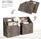 Wicker Hanging Storage Basket (10,5"Lx6,5"Wx13"H), Set of 2 Wall Baskets, Water Hyacinth Baskets, Wall Decor Hyacinth Basket Hanging for Organizing Files, Mails, Books (Espresso Color) - Image 2