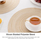 SHACOS 15 inch Beige Round Placemats Set of 12 for Dining Table Woven Braided Circle Place Mats Kitchen Placemat Washable Table Mats - Image 2