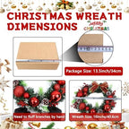 16 Inchs Christmas Wreath, Pre-Lit Artificial Christmas Door Wreath - Image 3