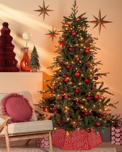 Red Christmas Tree Collar 31.49 Inch Sequin Foldable Christmas Tree Ring Velvet Tree Skirt Cover for Xmas Pencil Tree Holiday Decor - Image 3