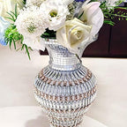 Silver Ceramic Flower Vase with Rhinestones, 12-Inch Home Decor - Image 3