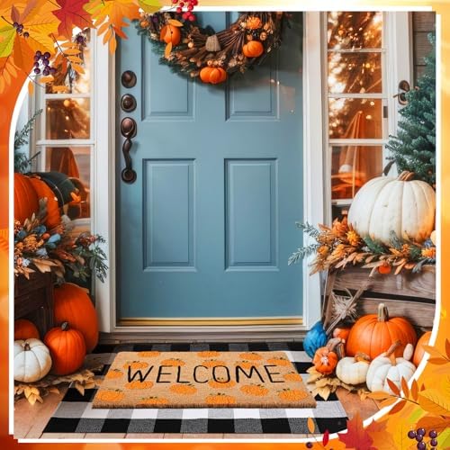 Moucuny 2 Pcs Fall Doormat Outdoor, Fall Front Porch Decor, Non Slip - Image 5