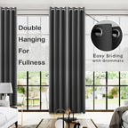 Slate Grey Curtains 108 Inches Long for 9 Foot High Ceiling Window 2 Panels Grommet XL Oversized Light Blocking Insulated Thermal Blackout Drapes for Living Room 9 FT Length,Dark Charcoal Gray - Image 2