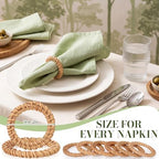 Ferrochef Boho Woven Rattan Napkin Rings, Natural, 50 Pcs - Image 2